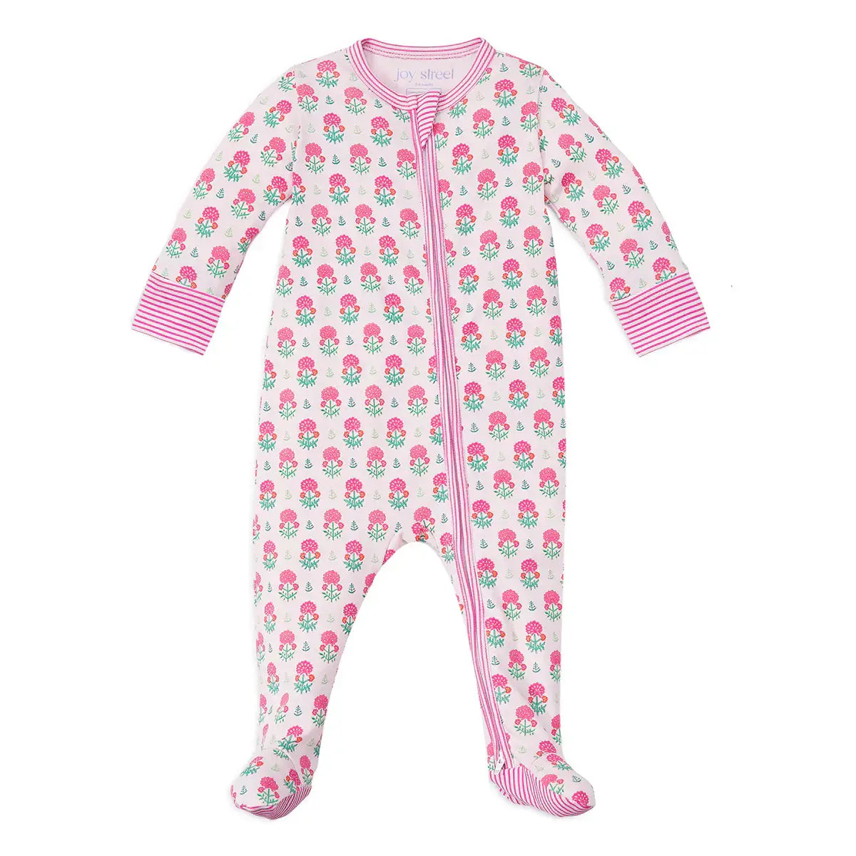 Geranium Block Zip Baby Onesie