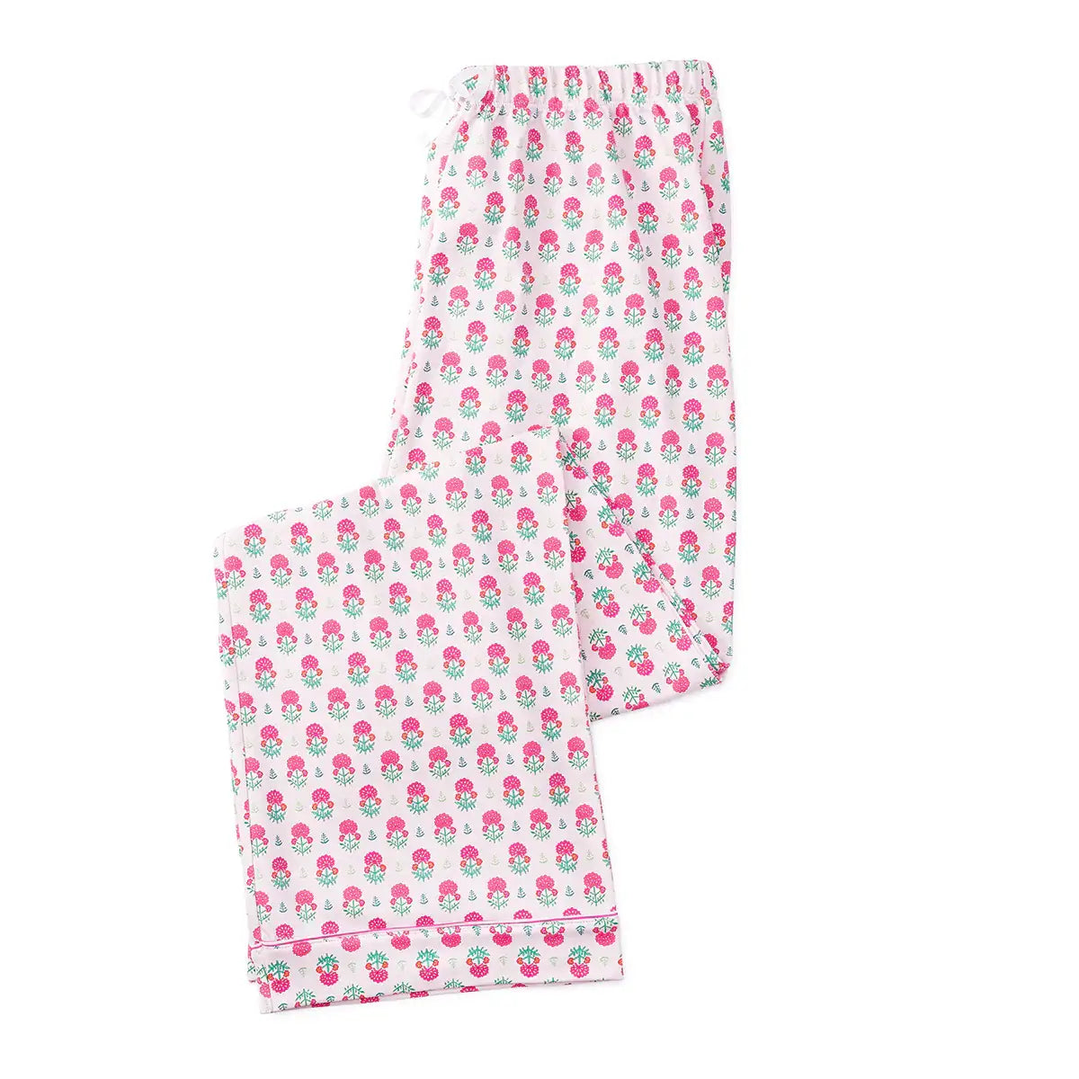 Geranium Block Women’s Button Front Long Pajama Set