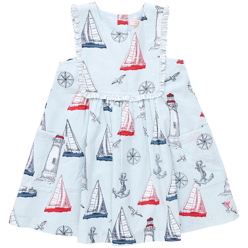 Girls Courtina Dress - Nautical Adventure