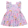 Girls Elsie Dress - Lavender Watercolor Bows