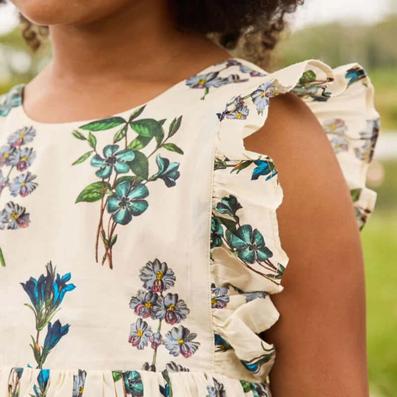 Girls Marceline Dress - Blue Botanical