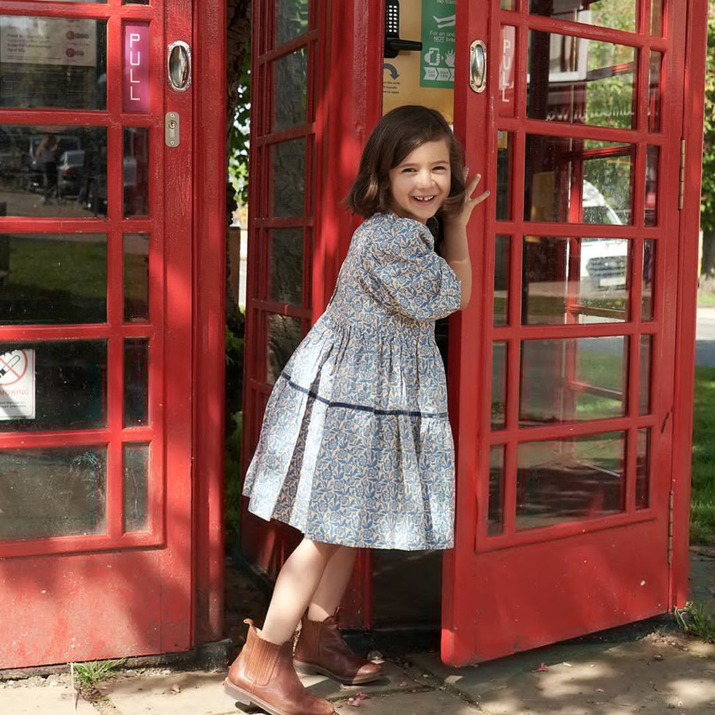 Girls Maribelle Dress - Blue Climbing Floral