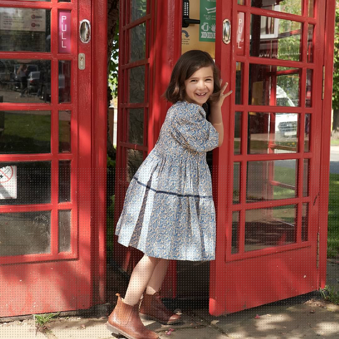 Girls Maribelle Dress - Blue Climbing Floral