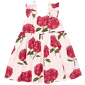 Girls Via Dress - Pink Stripe Hydrangeas