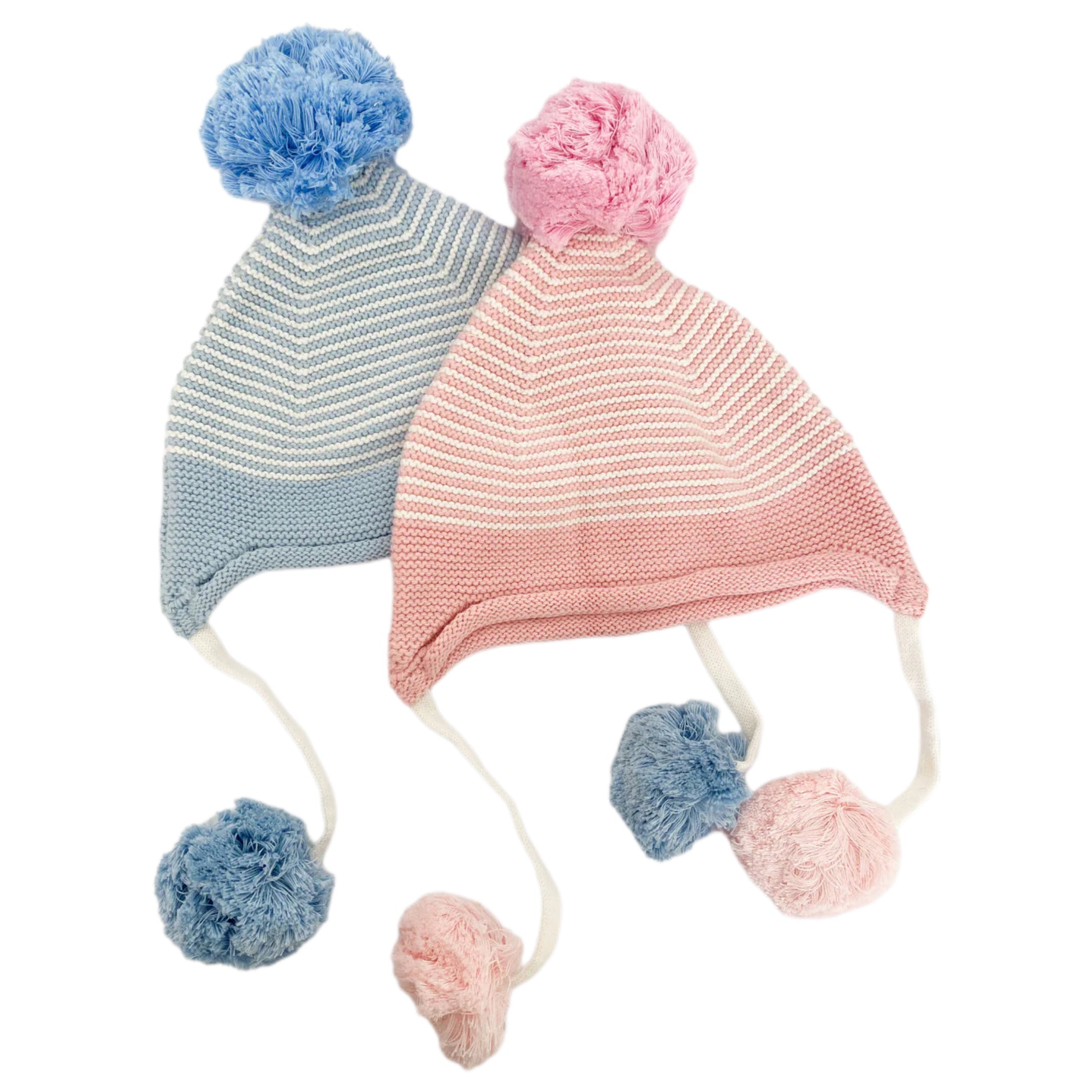 Blue & White Stripe Pom Hat