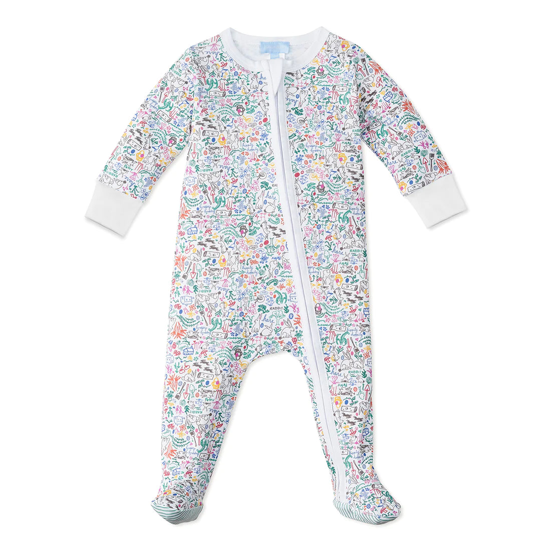 Bunny Garden Zip Baby Onesie