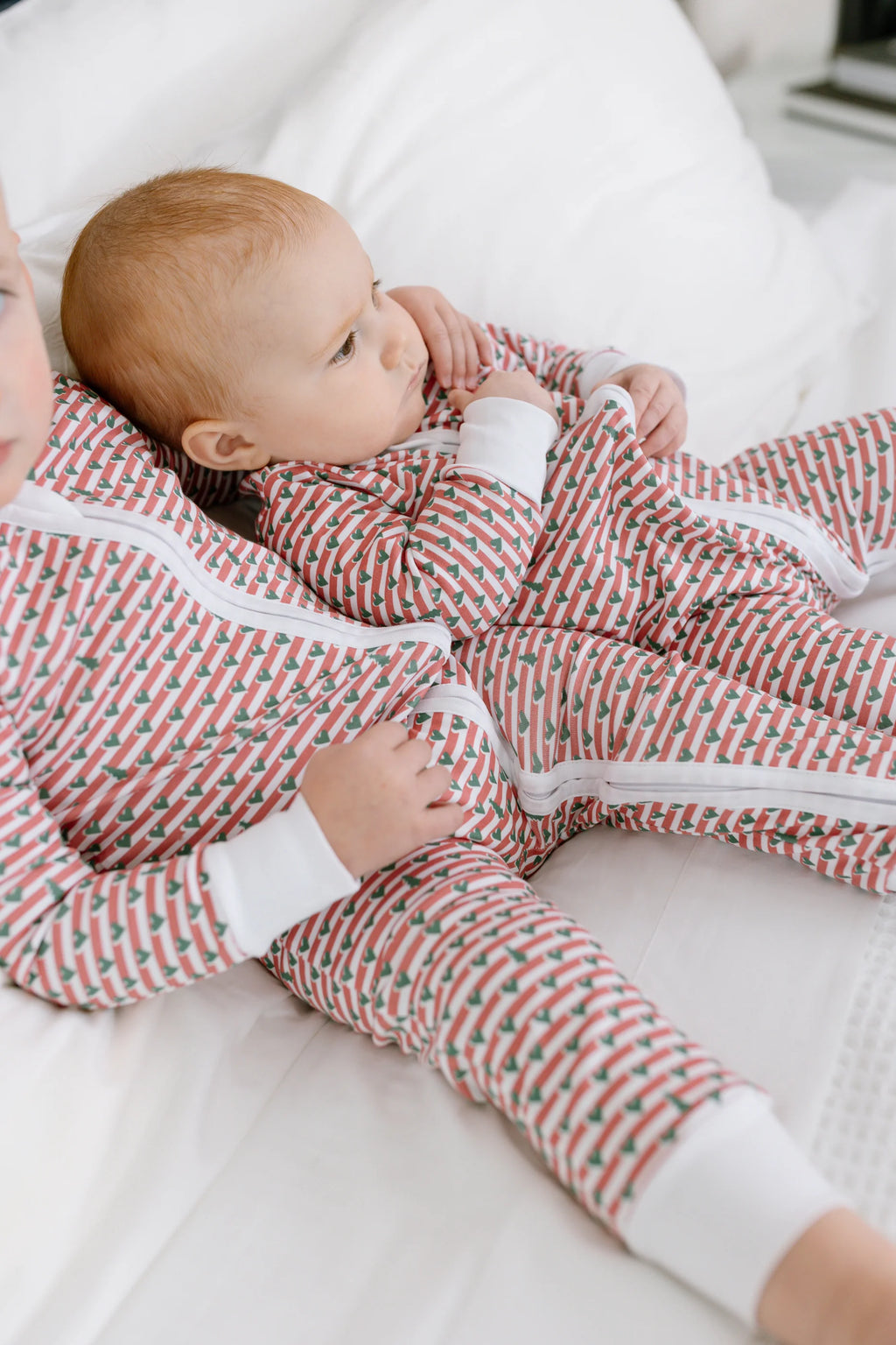 Christmas Tree Stripe Zip Baby Onesie