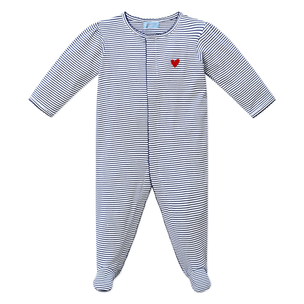 Harbor Heart Stitch Stripe Puff Zip Baby Onesie