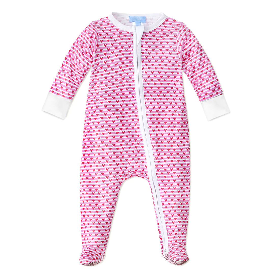 Sailor Hearts Zip Baby Onesie - Posie Pink