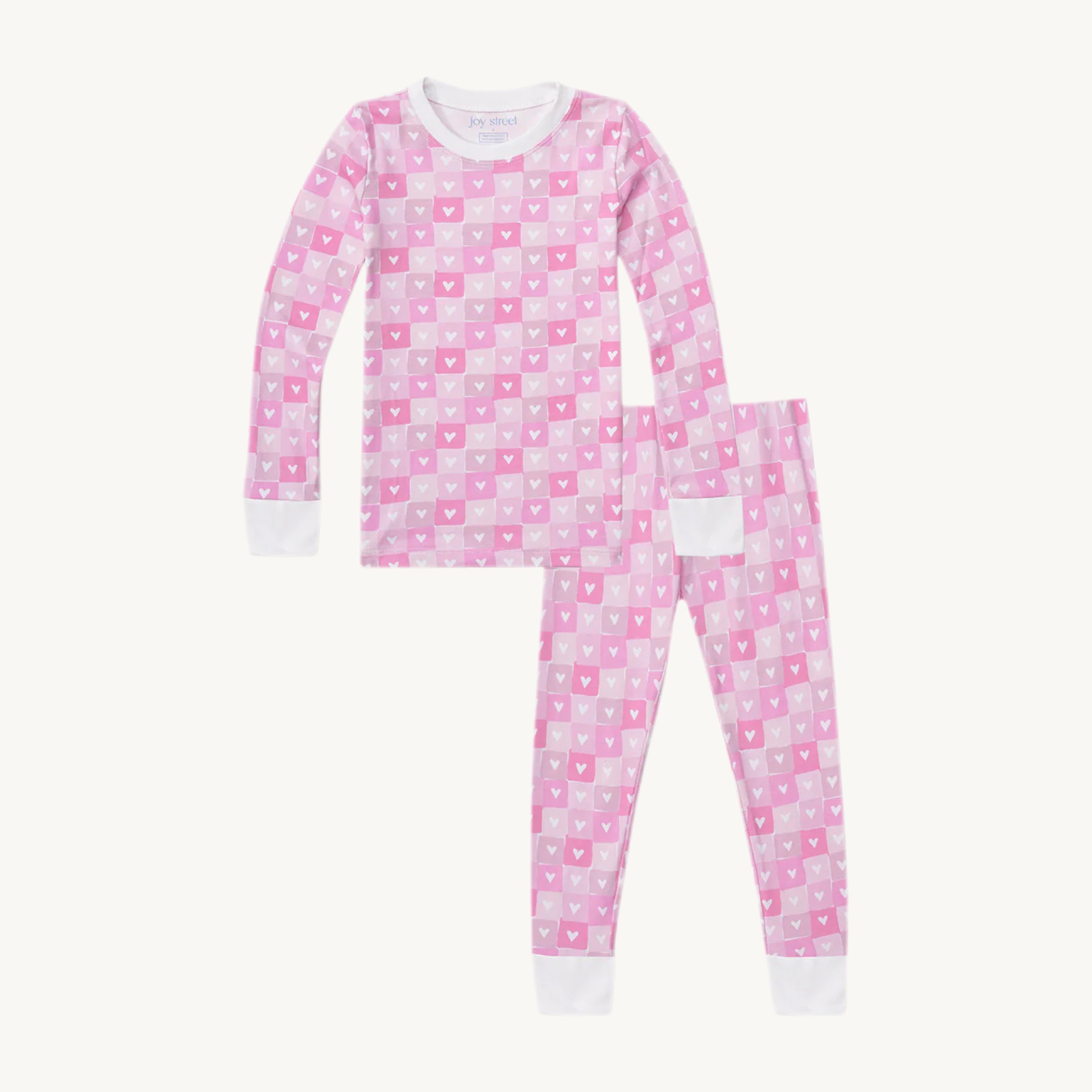 Block Hearts Two Piece Kids Pajamas