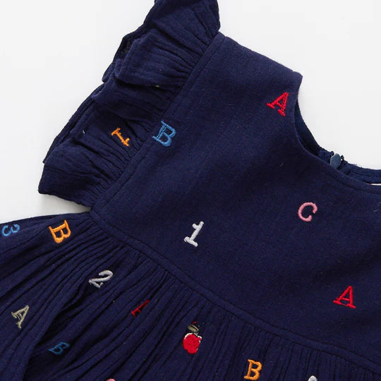 Girls Kit Dress - Alphabet Embroidery