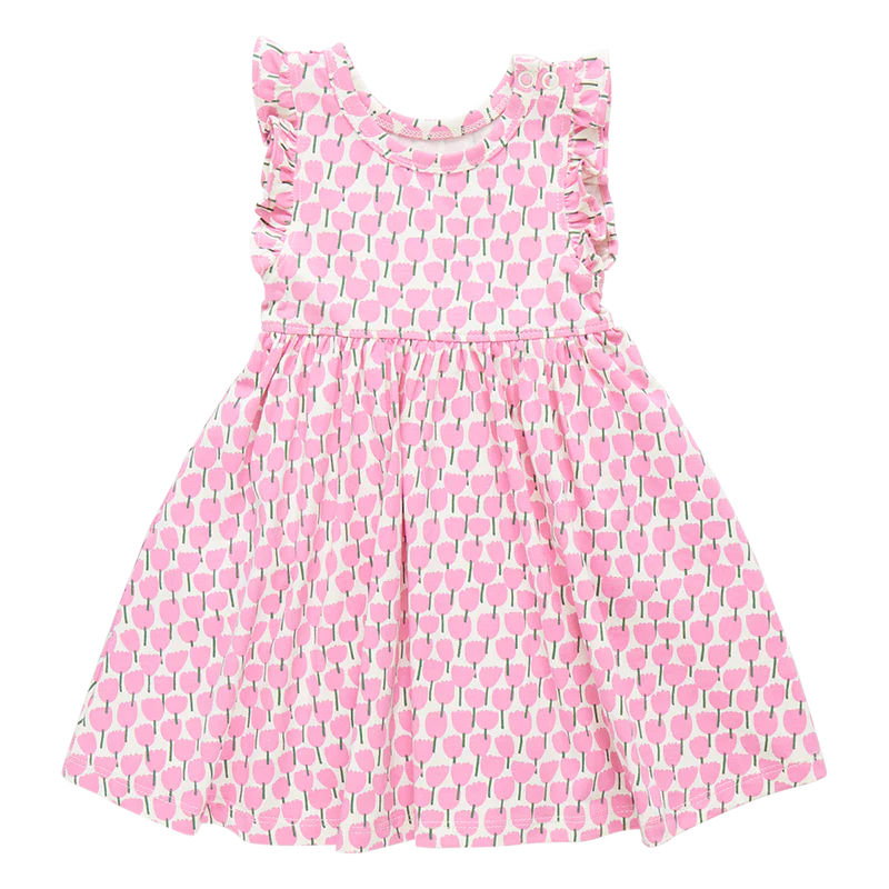 Baby Girls Organic Kelsey Dress - Pink Tulips