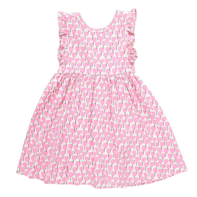 Baby Girls Organic Kelsey Dress - Pink Tulips
