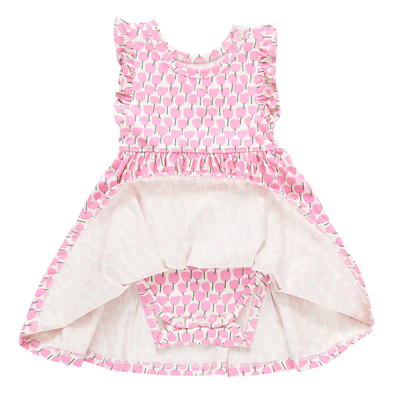 Baby Girls Organic Kelsey Dress - Pink Tulips
