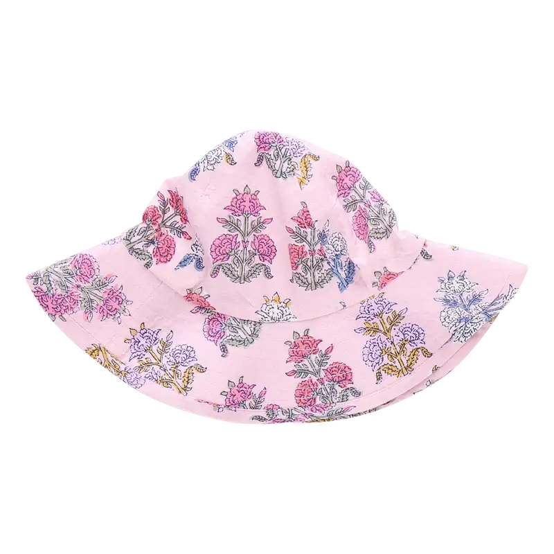 Baby Girls Sun Hat - Small Pink Flowerette