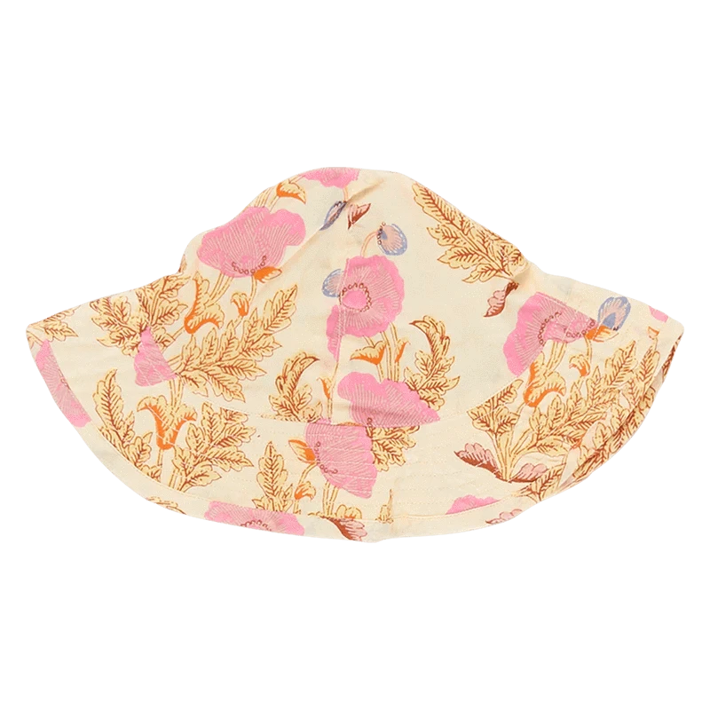 Baby Girls Sun Hat - Pink Gilded Floral