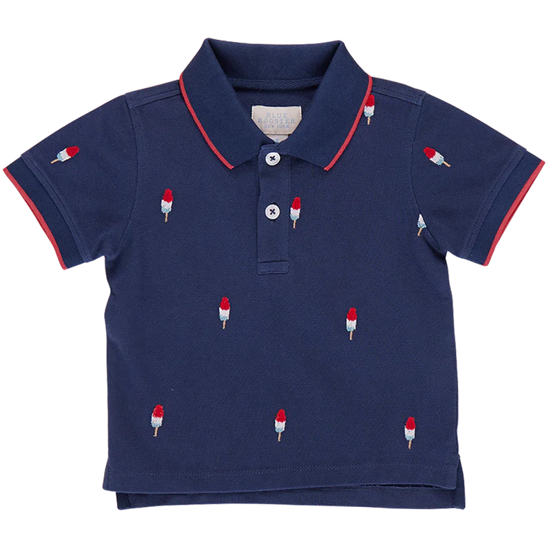 Boys Alec Shirt - Navy Rocket Pop Embroidery