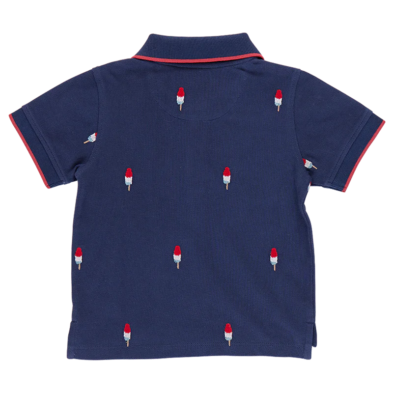 Boys Alec Shirt - Navy Rocket Pop Embroidery