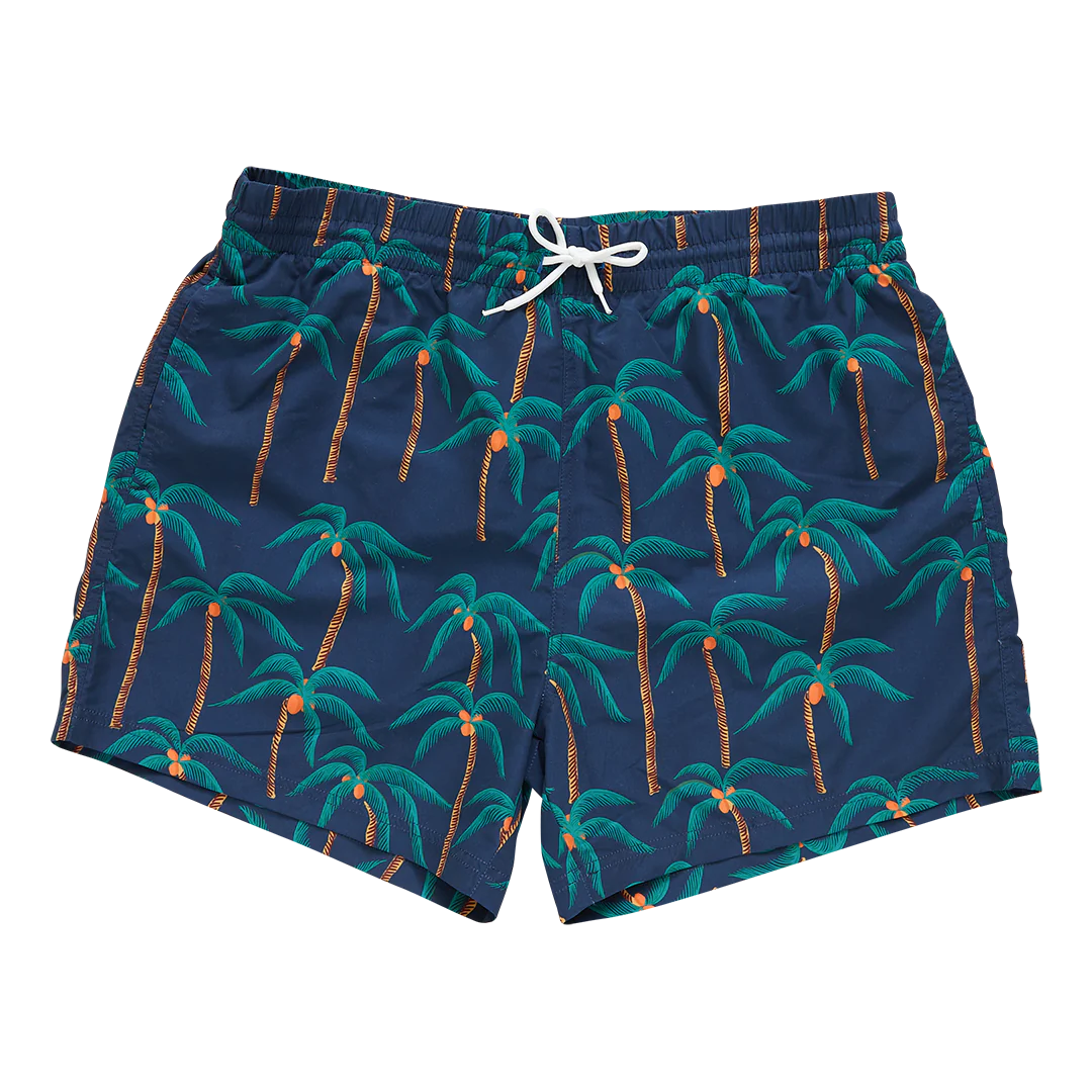 Boys Swim Trunk - Navy Palm Trees