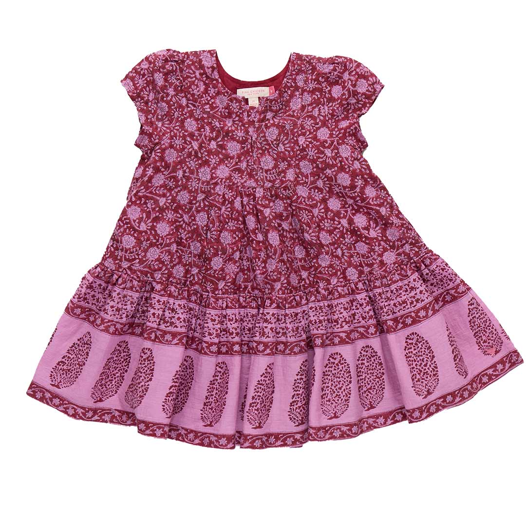 Girls Adele Dress - Burgundy Garden Floral