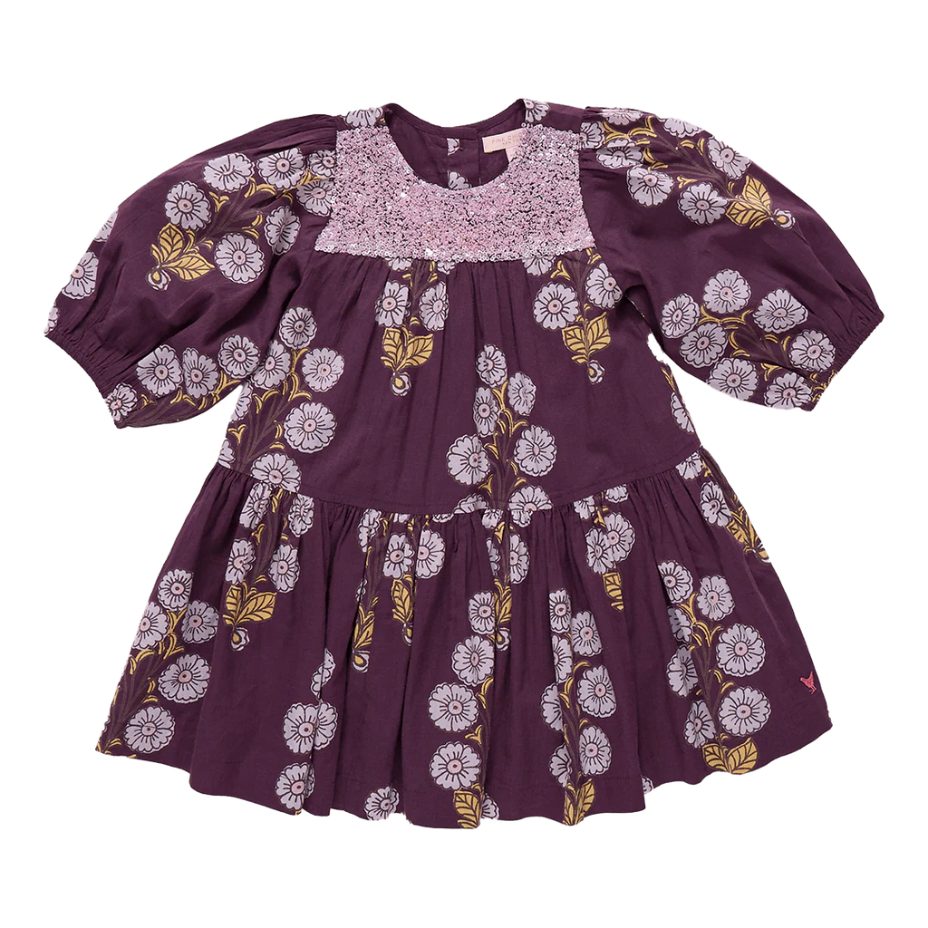Girls Fiona Dress - Plum Buttercup Floral