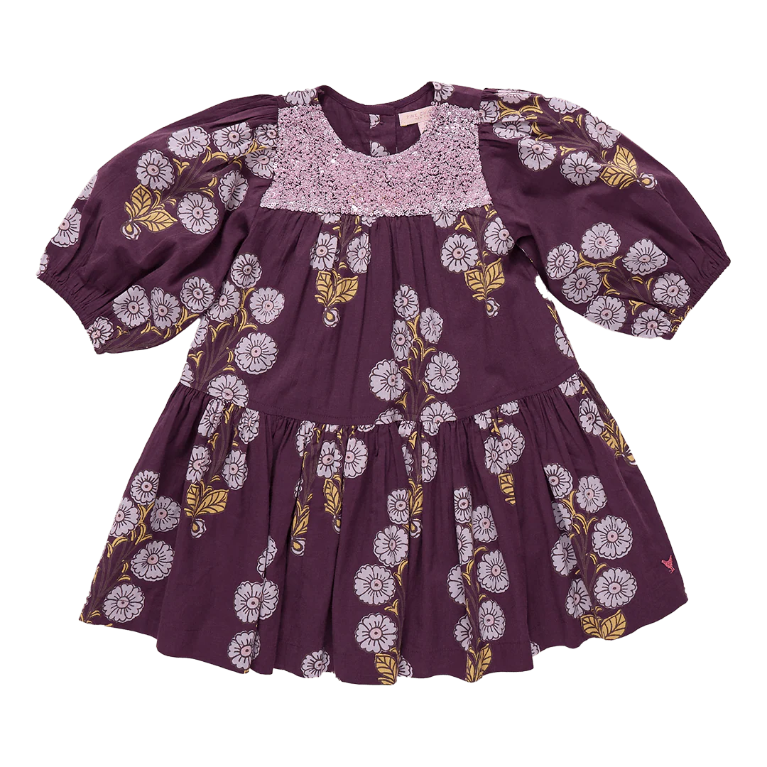 Girls Fiona Dress - Plum Buttercup Floral
