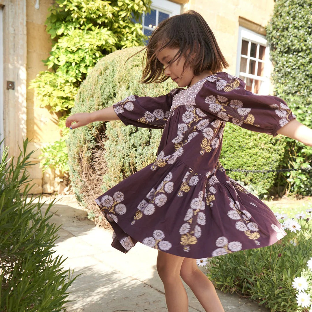 Girls Fiona Dress - Plum Buttercup Floral