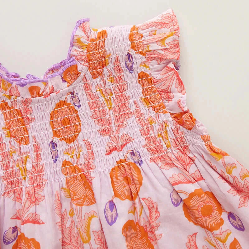 Girls Kelsey Dress - Purple Gilded Floral