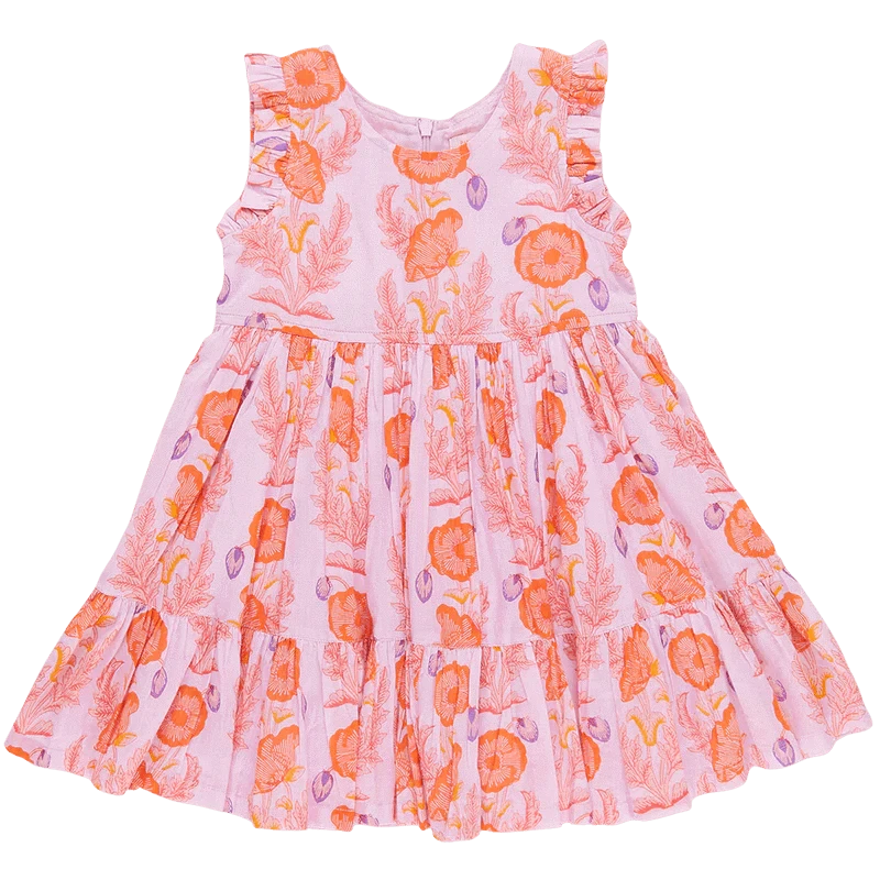 Girls Kelsey Dress - Purple Gilded Floral