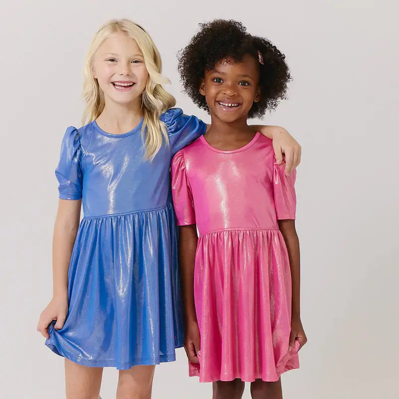 Girls Lame Laurie Dress - Blue