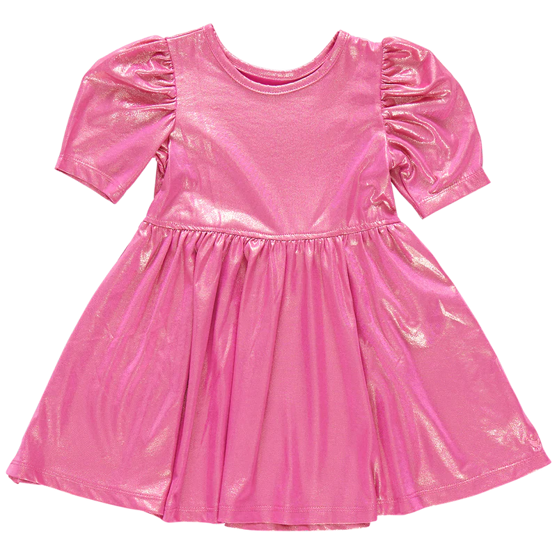 Girls Lame Laurie Dress - Pink
