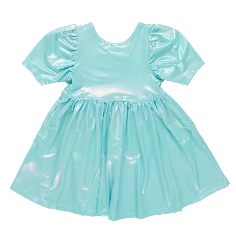 Girls Lame Laurie Dress - Turquoise
