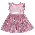Girls Lame Polly Dress - Light Pink Lame