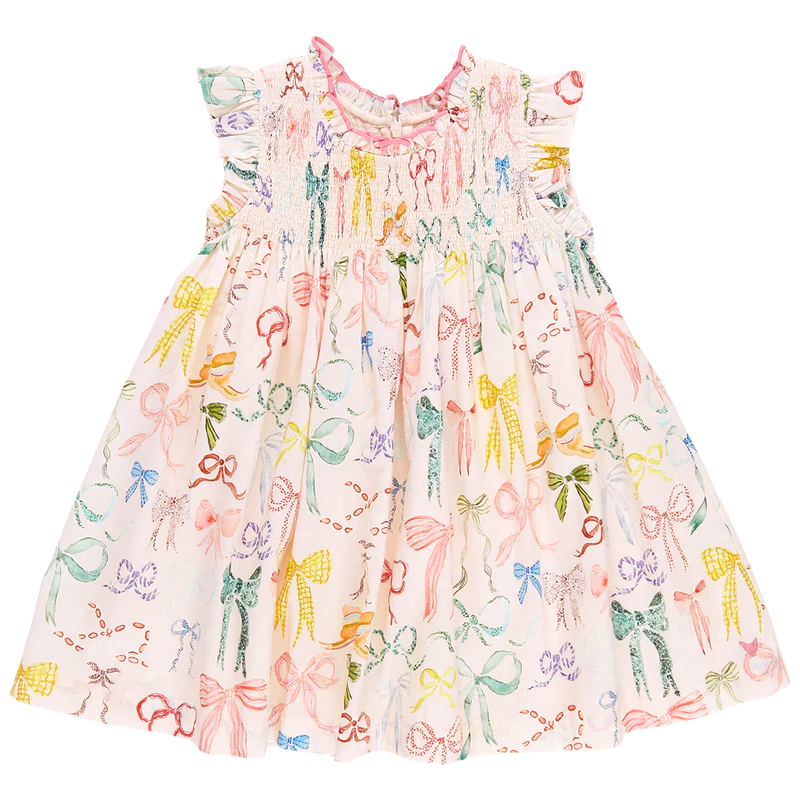 Girls Stevie Dress - Watercolor Bows