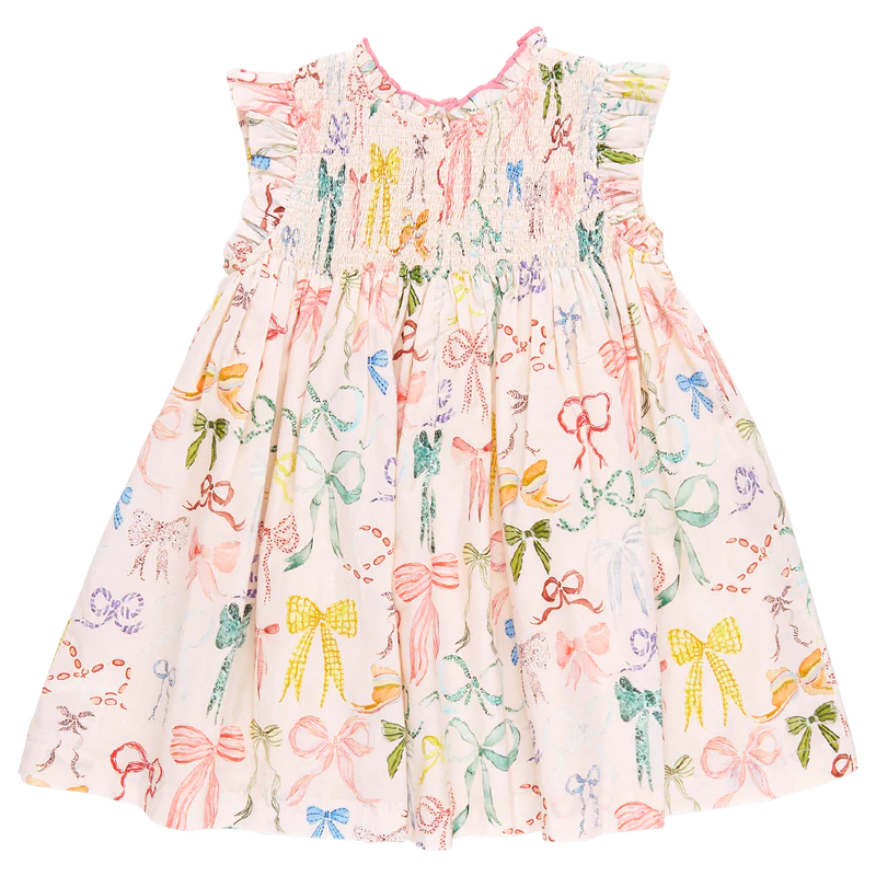 Girls Stevie Dress - Watercolor Bows