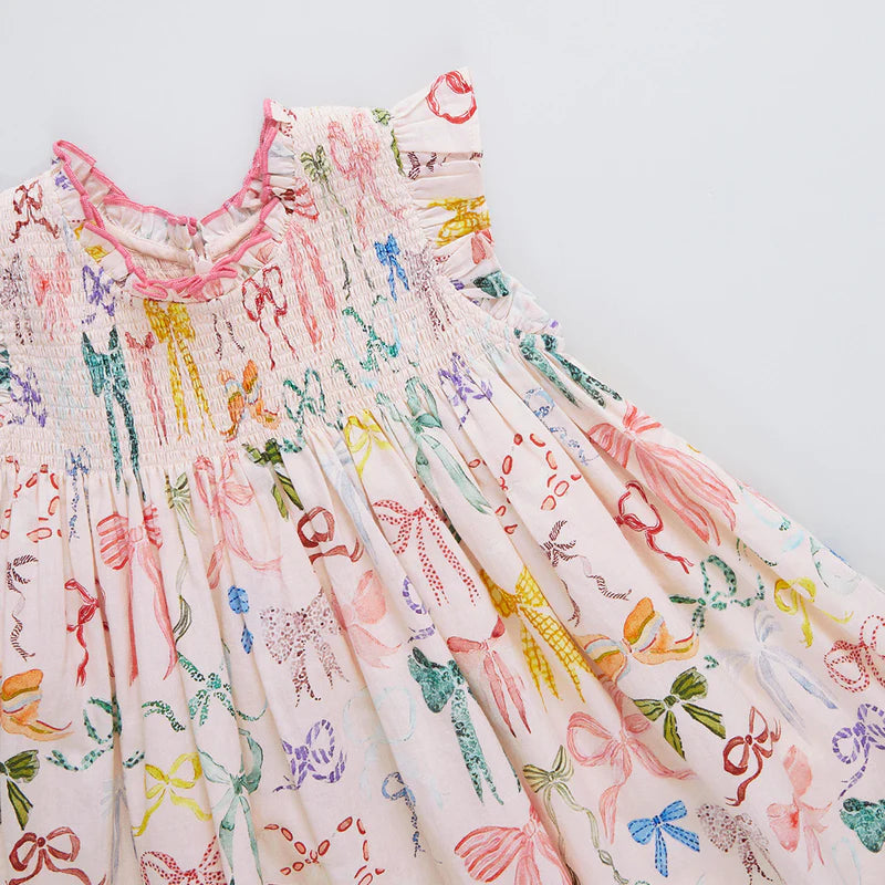 Girls Stevie Dress - Watercolor Bows