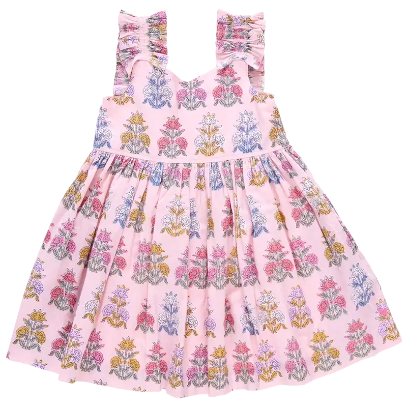 Girls Via Dress - Pink Flowerette