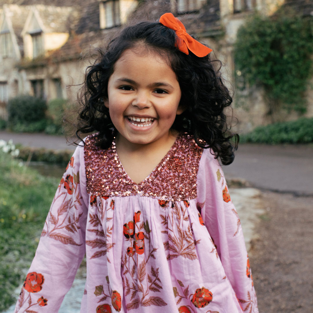 Girls Courtney Dress - Lavender Poppy