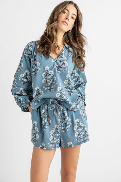 Womens Ava Top - Blue Bouquet Floral
