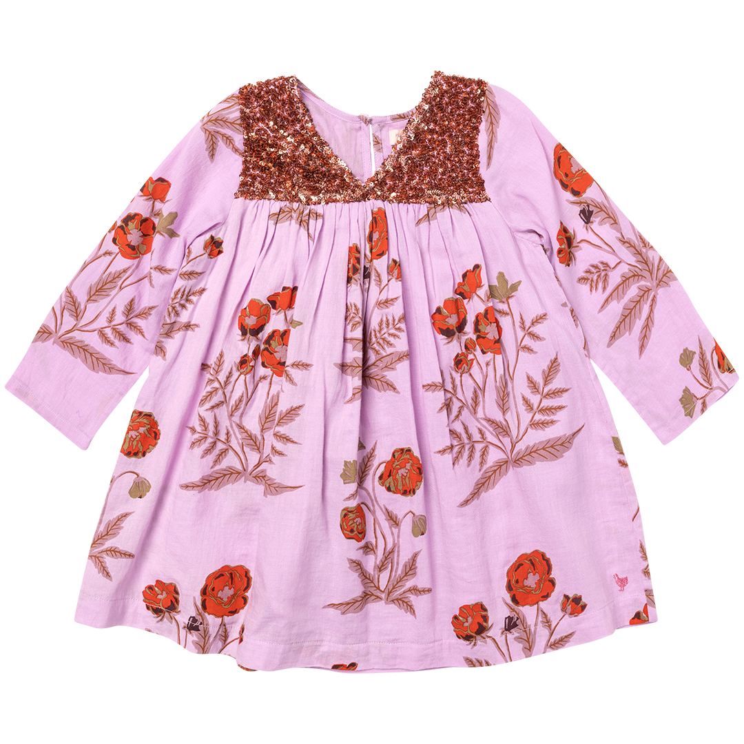 Girls Courtney Dress - Lavender Poppy