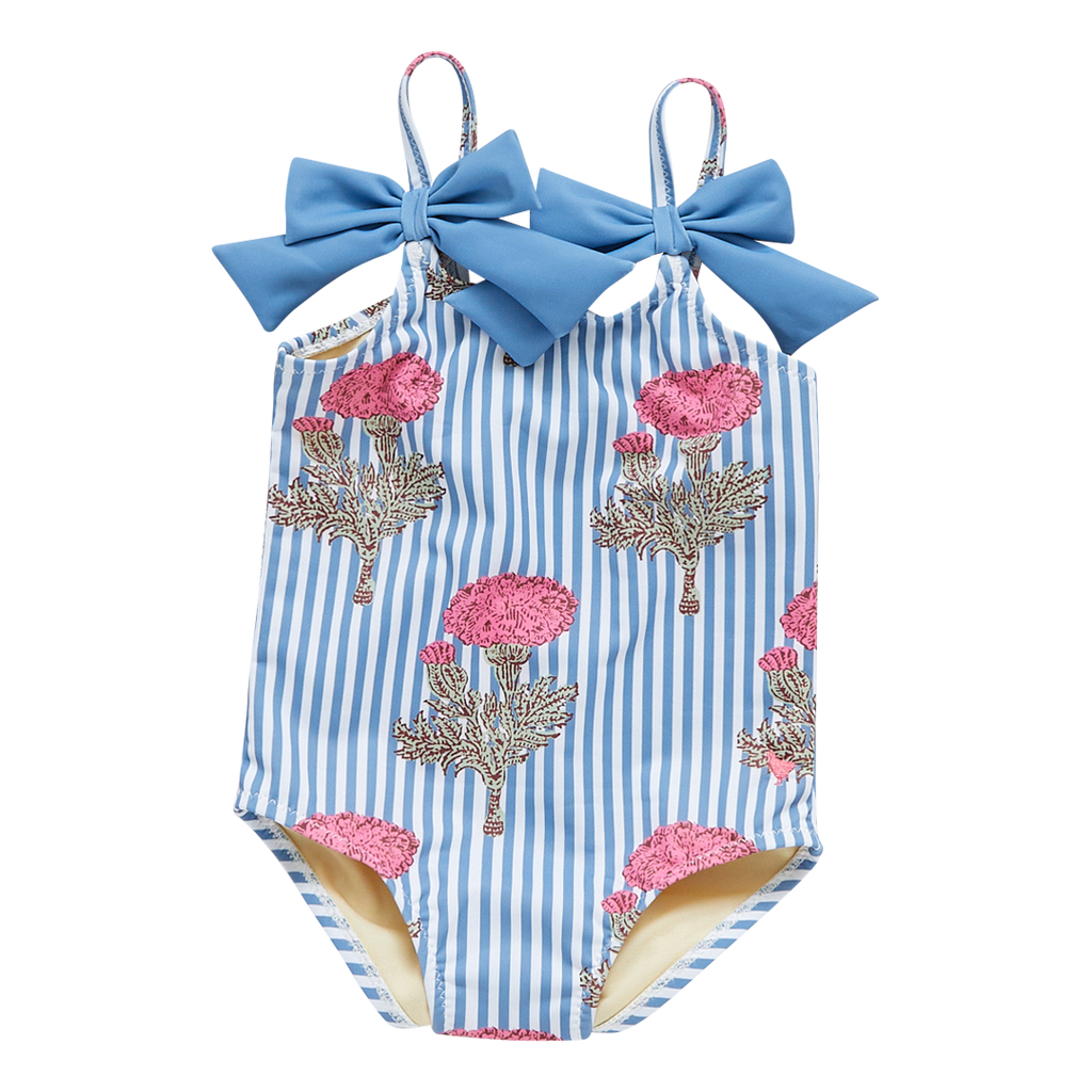 Girls Lulu Suit - Blush Marigold Stripe