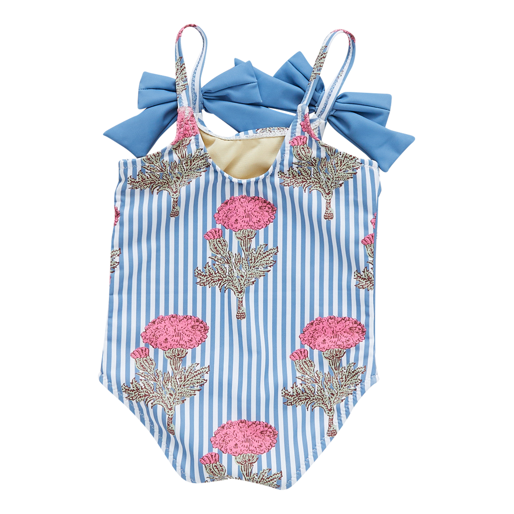 Girls Lulu Suit - Blush Marigold Stripe