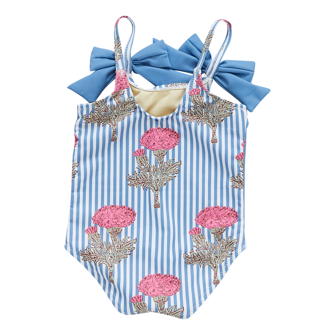 Girls Lulu Suit - Blush Marigold Stripe