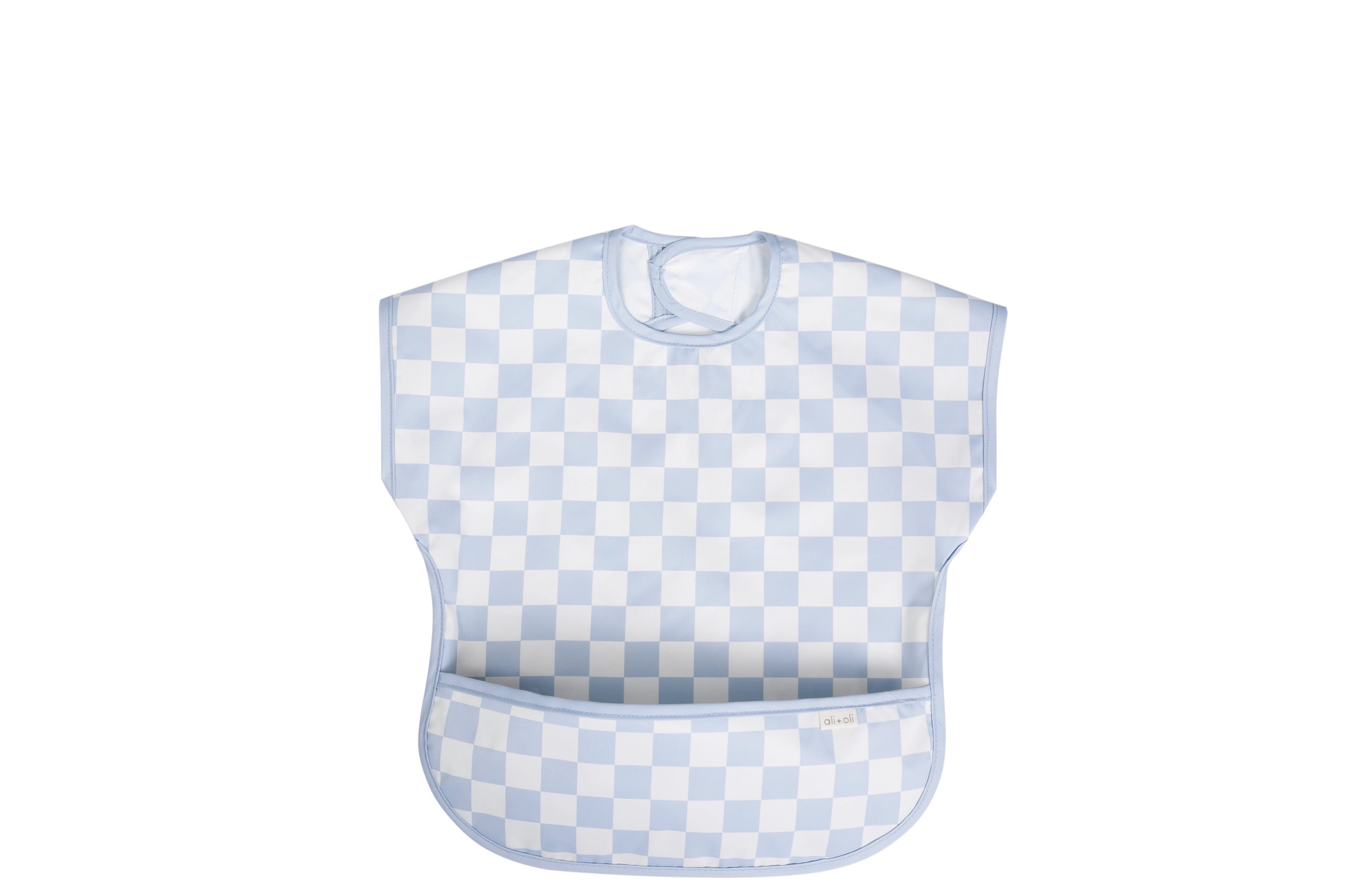 Smock Bib For Baby & Toddler Short Sleeve | Blue Checkers