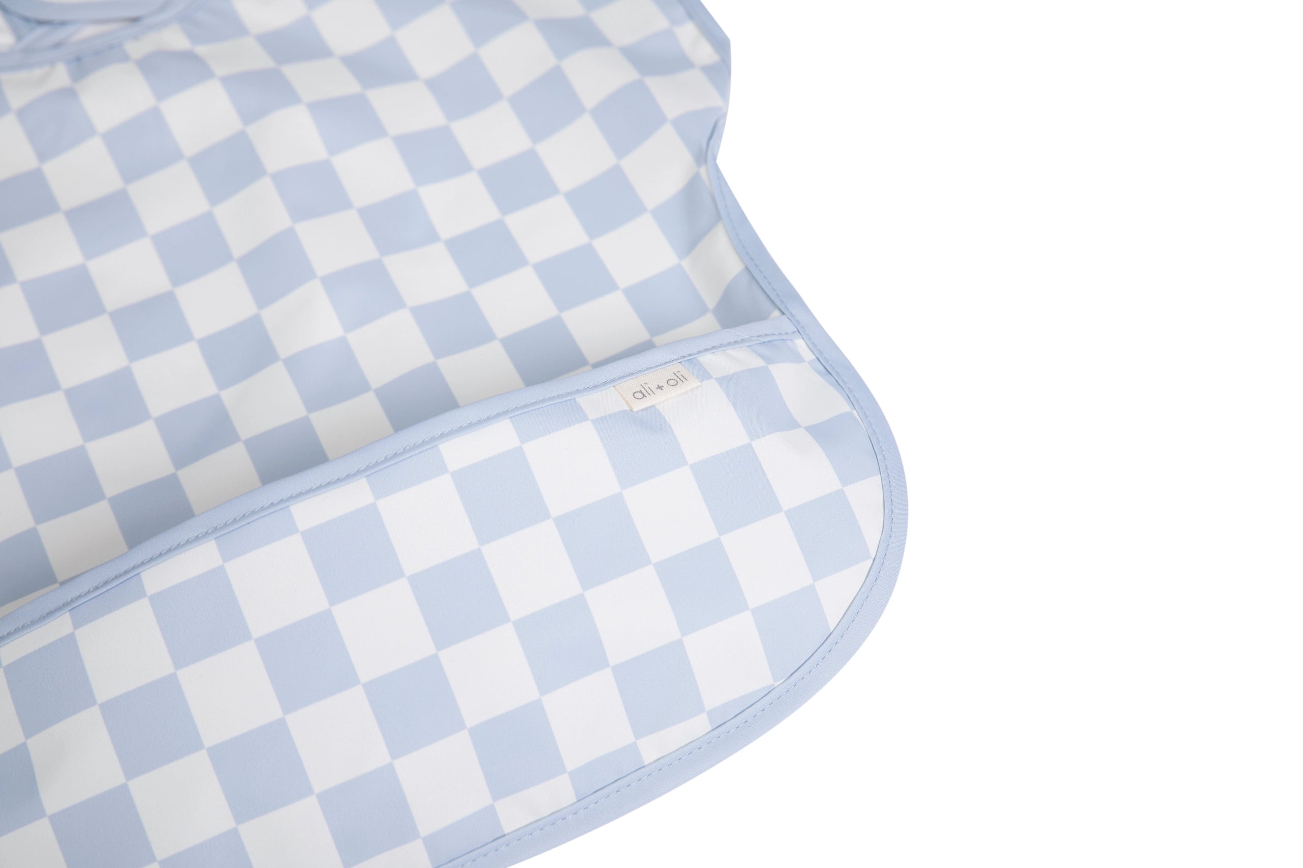 Smock Bib For Baby & Toddler Short Sleeve | Blue Checkers