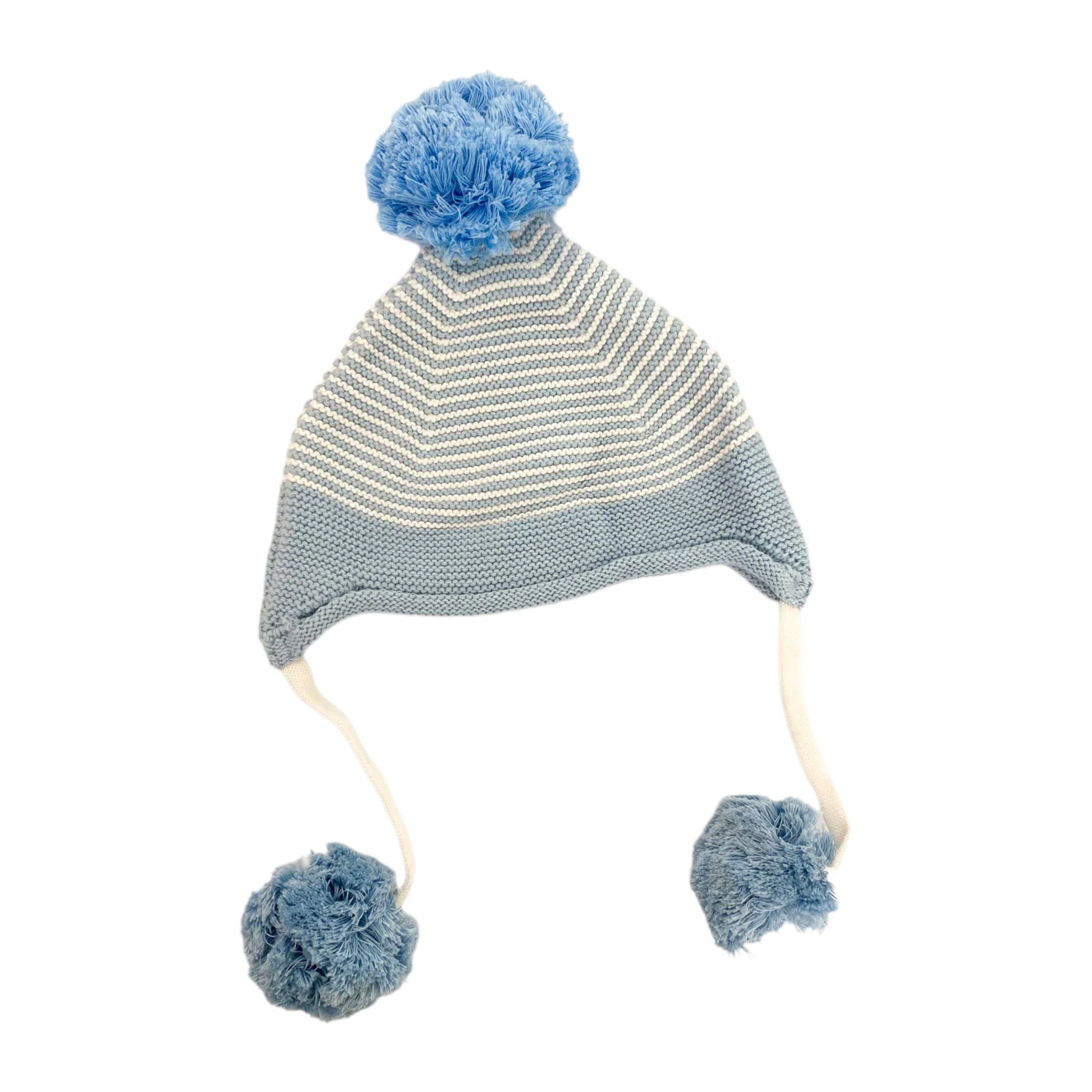 Blue & White Stripe Pom Hat