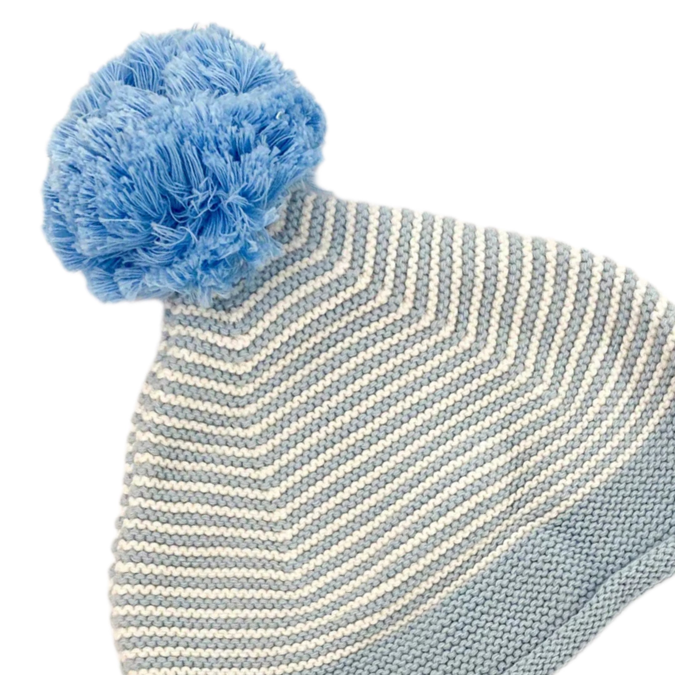 Blue & White Stripe Pom Hat