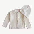 Ivory Knit Cardigan and Hat Set