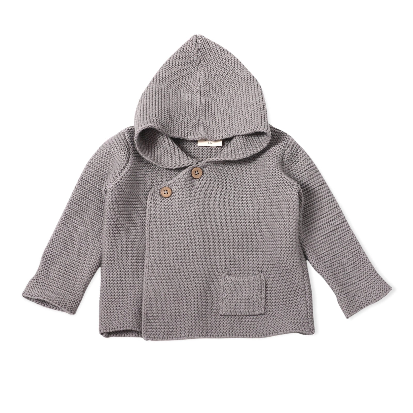Milan Pastel Hooded Sweater Knit Baby Jacket - Organic Cotton | Heather Grey