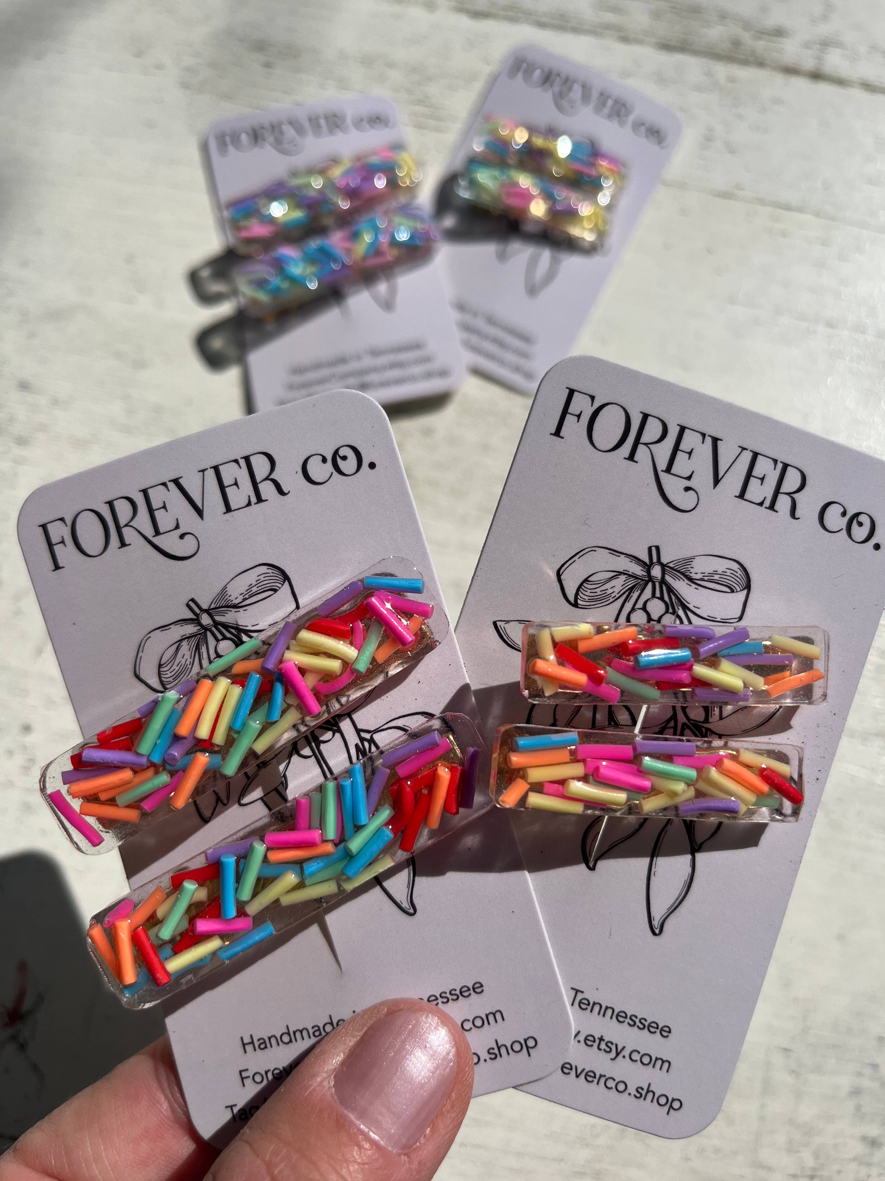 Mini Hair Clips -  Bright Rainbow Ice Cream